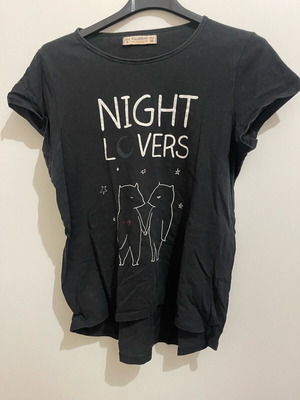 Bershka Short Sleeve T-shirt Black With Print Like New