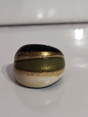 Murano Ring N.58 new, handmade glass with gold leaf