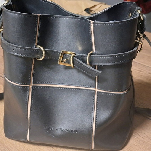 Elena Athanasiou shoulder bag used, black, recycled leather