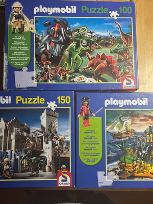 Συλλεκτικά παζλ Playmobil, σετ 3, 100 και 150 κομμάτια