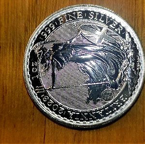 2 ΝΟΜΙΣΜΑΤΑ, 2023 2*1Troy ounce (2*31,1g) UK Silver Britannia Coin Bullion (Queen), Royal Mint, Ασημι 999