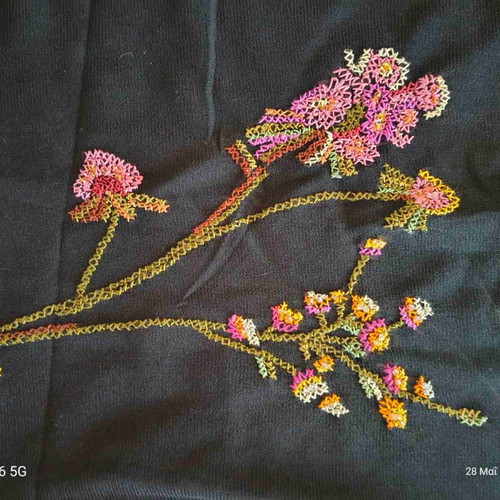 Raxevsky long dress with embroidered flowers like new, black