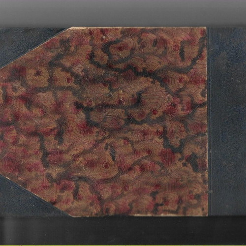 Old photo album with leather spine and embossed cover