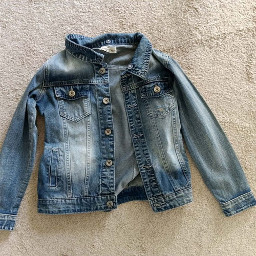 Hashtag denim jacket with detachable hood new, blue