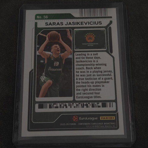 Saras Jasikevicius Round 1 Ticket Panini Contenders EuroLeague 2025-26 like new