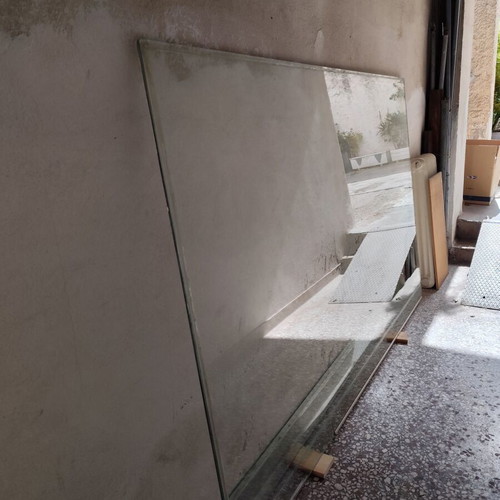 Shop window glass used, height 2.45m, length 1.52m, thickness 11mm