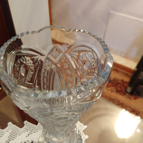Crystal vase like new, height 24cm, opening 12.5cm