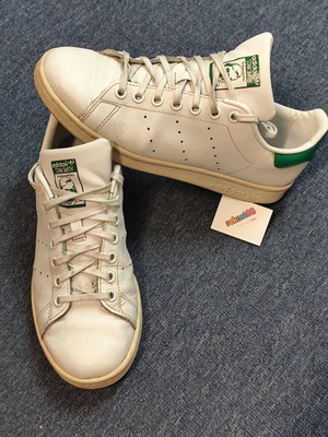 Adidas Stan Smith women's shoes used, size 38.5, white and green
