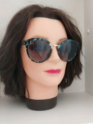 LUK 102 C5 Sunglasses used, turquoise and black, round frame