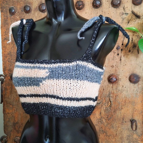 Handmade knit crop top multicolor new, size S