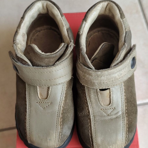 Children's leather boots size 23 used, beige and brown