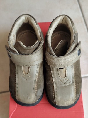 Children's leather boots size 23 used, beige and brown