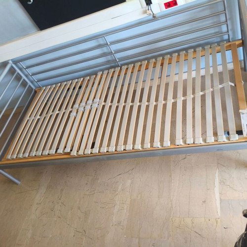 Metal single bed with reclining mechanism and mattress, like new