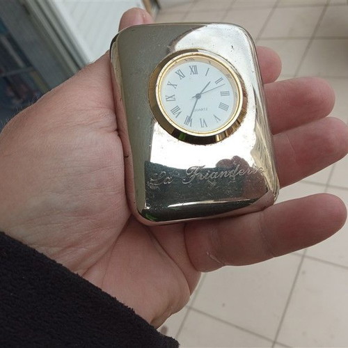 Ρολόι επιτραπέζιο μεταλλικό μεταχειρισμένο, αναλογικό