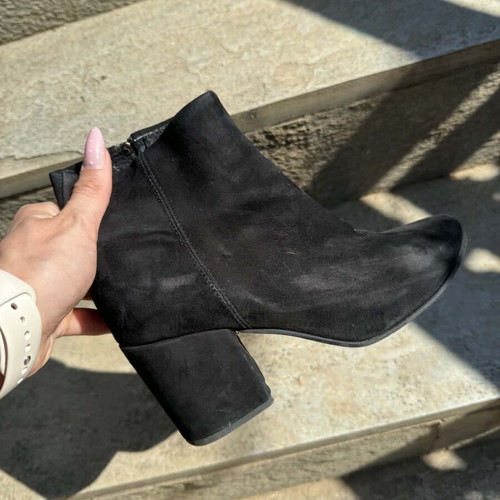 Prima suede black ankle boots used, size 38, 5 cm heel