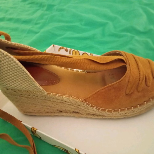 Espadrille platform sandals camel used size 38-38.5