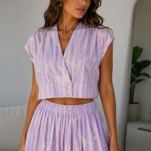 Lilac Top and Skirt Set like new, romantic style