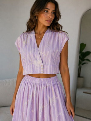 Lilac Top and Skirt Set like new, romantic style