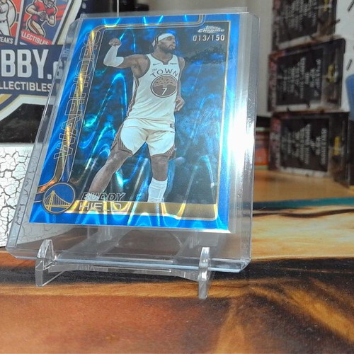 2025-26 Topps Chrome Basketball Buddy Hield Blue Refractor #013/150 Golden State Warriors