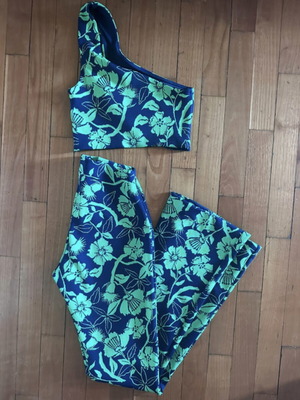 Zara floral two-piece set, green