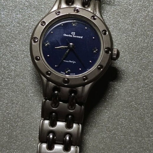 Christen Dion wristwatch used, women's, blue and silver