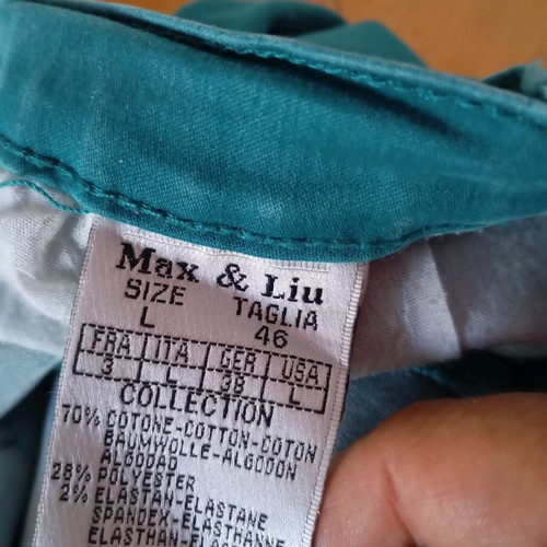 Jeans-style pants five-pocket like new, straight cut, XL, green turquoise