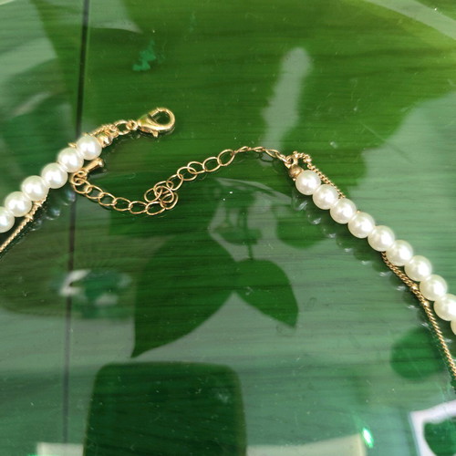 H&M double necklace like new, white and gold