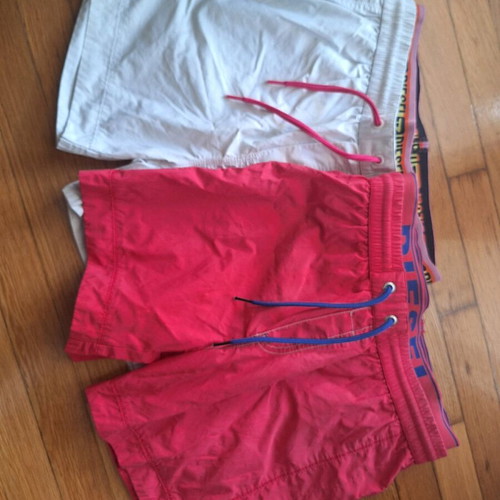 Diesel swim shorts set S used, beige and watermelon red