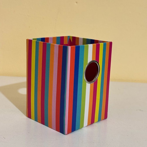 Set of 2 used paper pencil holders colorful and black