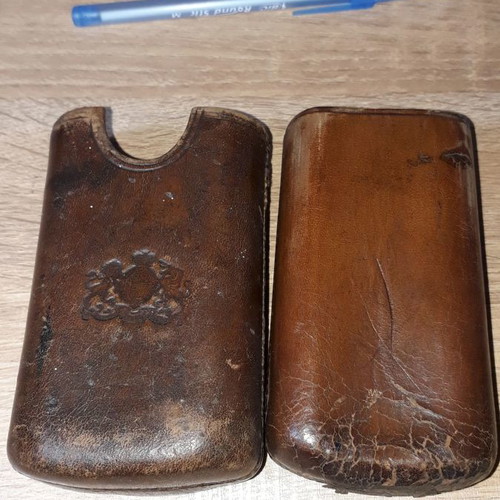 Leather cigar case used, vintage