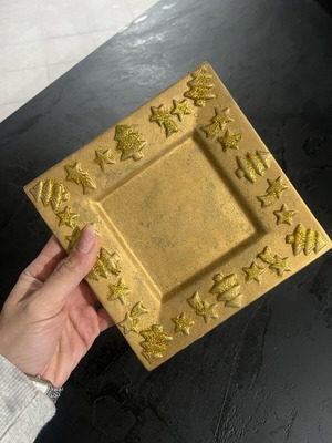 Christmas platter used, gold