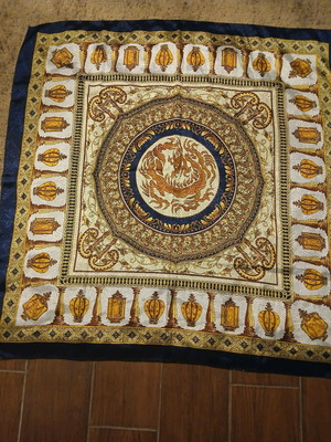 Silk square scarf like new, 84×84, in beige and brown shades