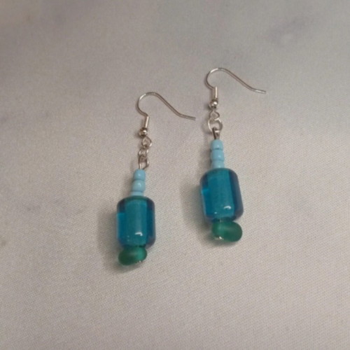 Handmade magical earrings blue and silver, new