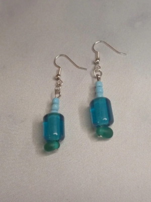 Handmade magical earrings blue and silver, new