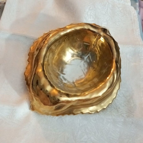 Christian Dior Galle gold-plated ceramic and porcelain ashtray 1960s