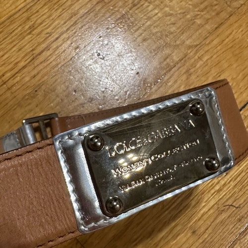 D&G belt refurbished, beige leather with silver details