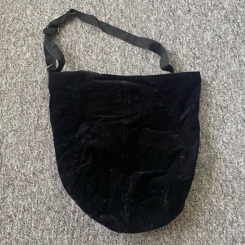 Velveteen crossbody bag used, black with silver clasps