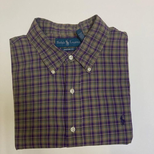 Ralph Lauren 90s Custom Fit Oxford Shirt XXL, green purple blocked