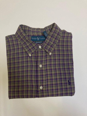 Ralph Lauren 90s Custom Fit Oxford Shirt XXL, green purple blocked