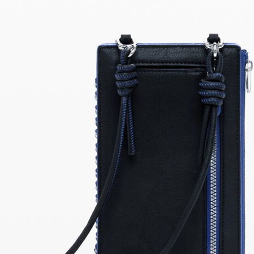 Desigual Phone Pochette like new, black and blue faux leather