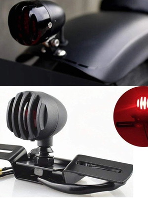 Black Matte Universal Motorcycle Taillight with License Plate Holder