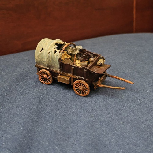 Abandoned wagon for DnD and tabletop, hand-painted and stylized