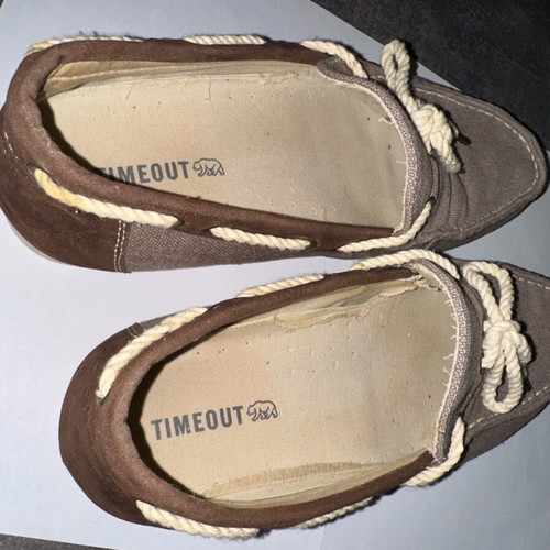 Men's fabric moccasins used, size 43, beige brown