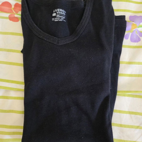 Mako blouse Livergy large black new cotton with neckline