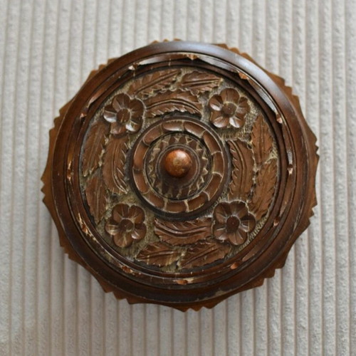 Wooden carved box used, vintage handmade 35 years old