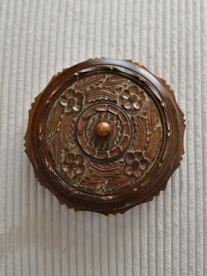 Wooden carved box used, vintage handmade 35 years old