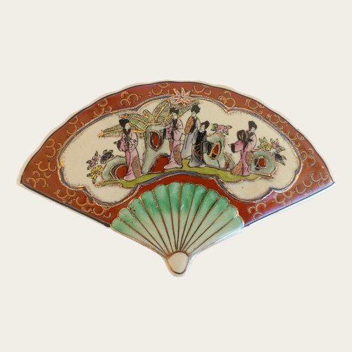 Royal Satsuma decorative jewelry box fan used