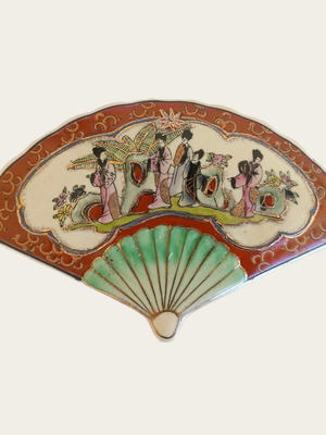Royal Satsuma decorative jewelry box fan used
