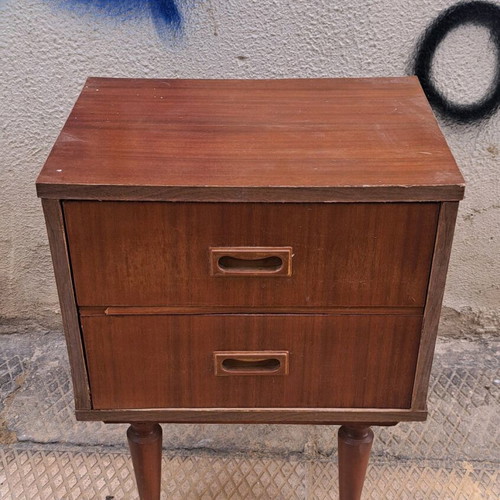 Nightstand used with wear on veneer and varnish