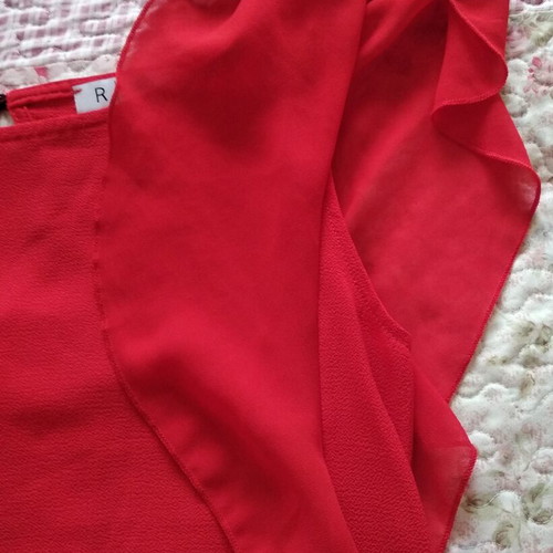 Short-sleeve blouse with ruffles used, La Redoute Collections, size XS, red